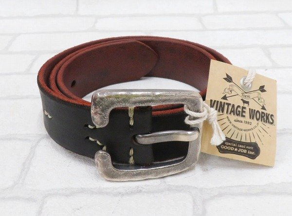 2A7001-11/未使用品 Vintage Works Leather belt DH5536 ヴィンテージワークス レザーベルト 茶芯 サイズ31の画像2