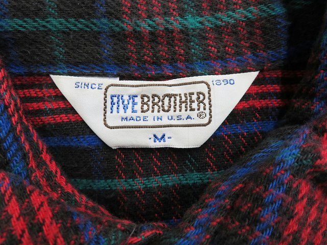 8T1210/ファイブブラザー 70s80s チェックネルワークシャツ USA製 FIVE BROTHER ビンテージ_画像4