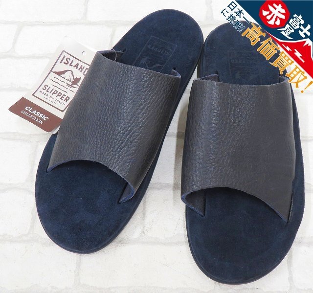 2S9225/未使用品 ISLAND SLIPPER BULL HIDE SLIDE アイランドスリッパ スエードレザースライド サンダルの画像1