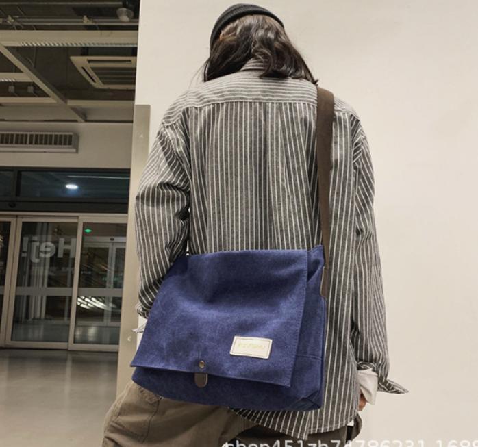  shoulder bag blue mesenja- canvas Vintage stylish high capacity 