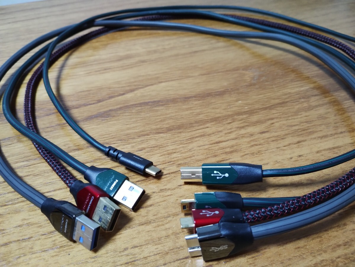 [ condition good ]Audioquest USB cable 4 kind set CARBON3.0(A-micro B) CINNAMON(A-micro B) FOREST(A-mini B) (C-B) audio Quest 
