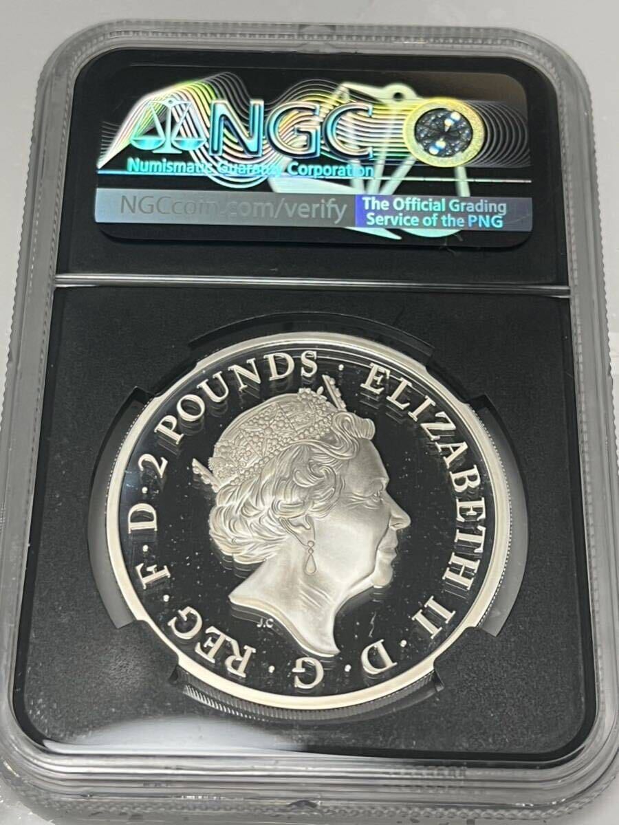 NGC PF 70 UC2018年イギリス 2£ 2匹のドラゴンシルバー プルーフコイン 純銀 銀貨_画像4