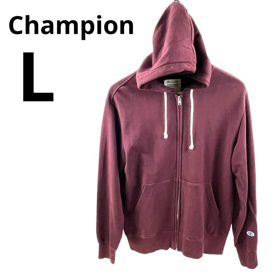 Champion チャンピオン パーカー L エンジ ボルドー 袖Cロゴ_画像1