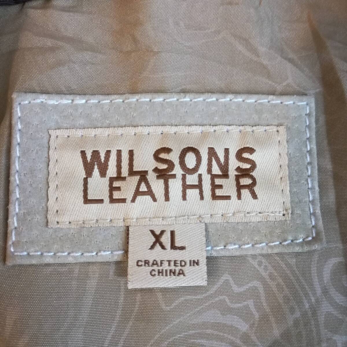 WILSONS LEATHER 本革レザージャケット 2L LL XLサイズ ジャンバー ブルゾン ベージュ ブラウン 茶色 中古 アメリカ古着 革ジャン 送料無料