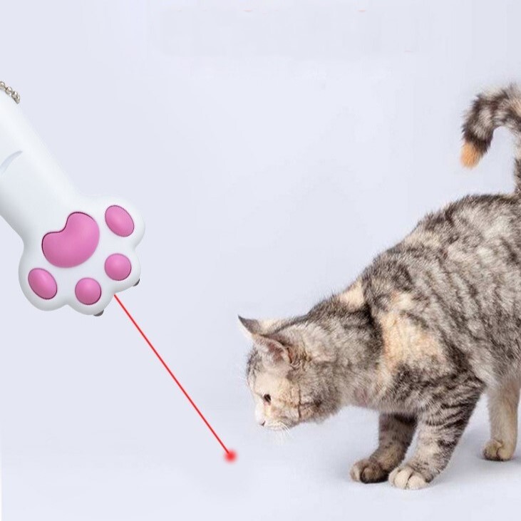 新品 猫じゃらし LEDポインター 白 肉球 ライト 猫おもちゃ 運動不足 赤いライト ネコジャラシ ねこ ネズミ ハンター 爪とぎ 送料無料