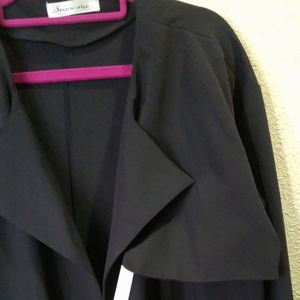 ベルト付き  ロング  ガウンコート   ノーカラーコート 着流し   黒色  フリーサイズ   開封のみ、未使用、新品