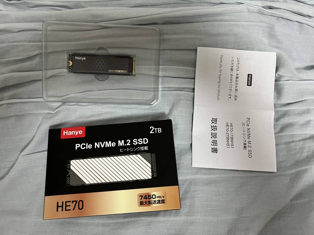 未使用・開封済み Hanye SSD 2TB PCIe Gen4x4 M.2 NVMe 2280 ヒートシンク搭載 PS5対応の画像1
