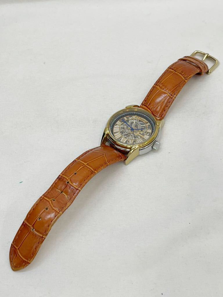 KT0410 AUREOLE/オレオール 腕時計 自動巻き オートマ 09SW-44M 裏スケルトン レザーベルト 動作品の画像4