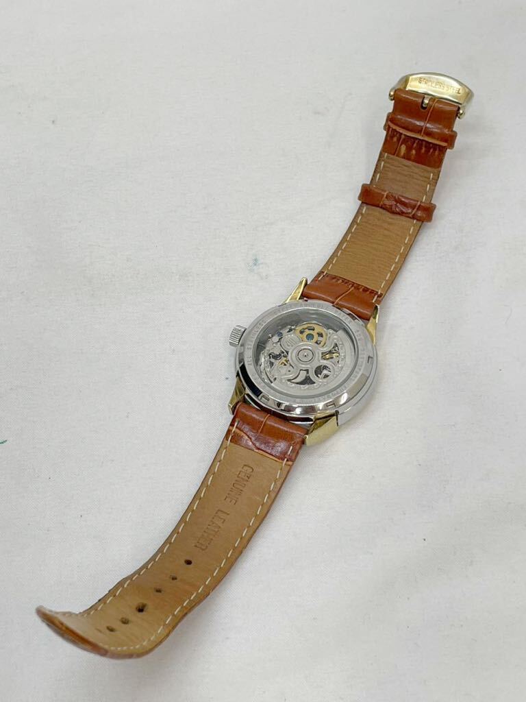 KT0410 AUREOLE/オレオール 腕時計 自動巻き オートマ 09SW-44M 裏スケルトン レザーベルト 動作品の画像5