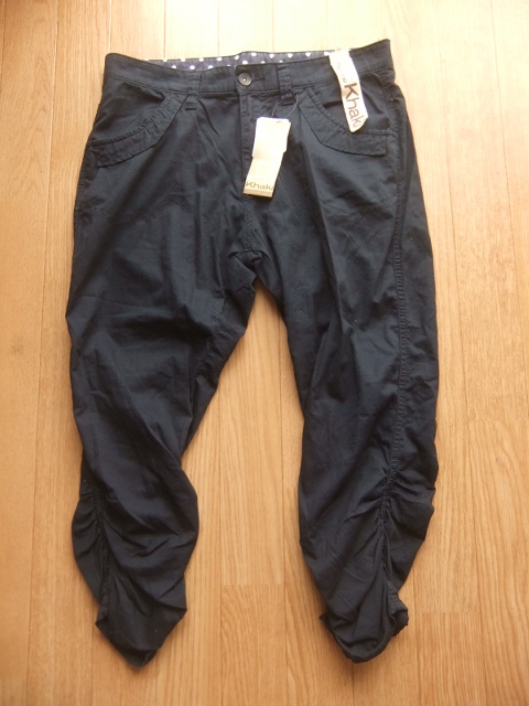  new goods W70* navy blue. cotton 7 minute height pants hem car - ring 