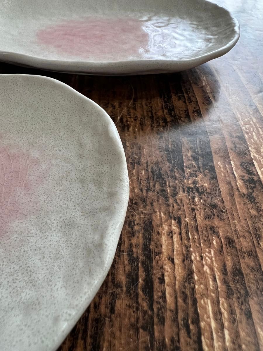 ピンク オーバル皿2枚 取り皿 オシャレ カフェ風 和洋食器 陶磁器 美濃焼
