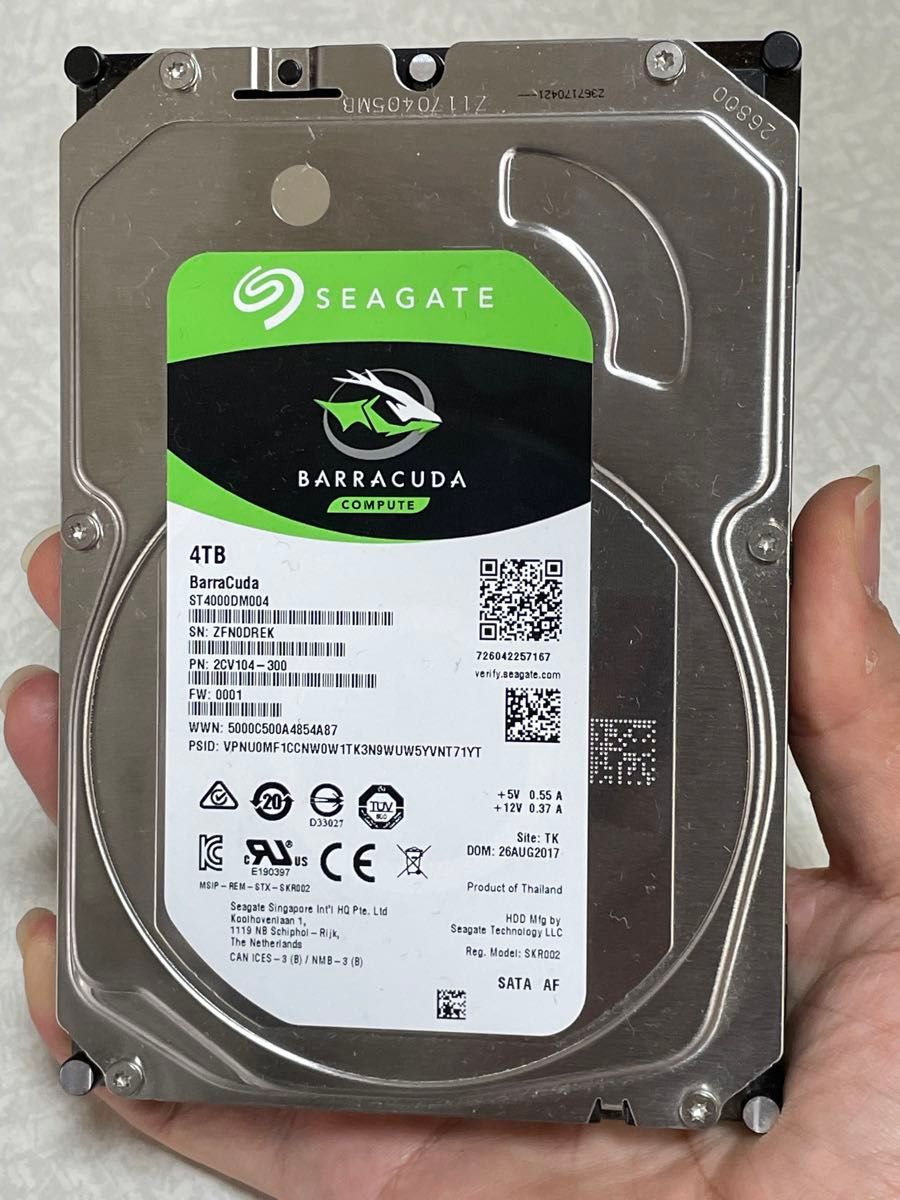 中古 内蔵 SATA HDD 4TB  SEAGATE BarraCuda ST4000DM004 正常動作品