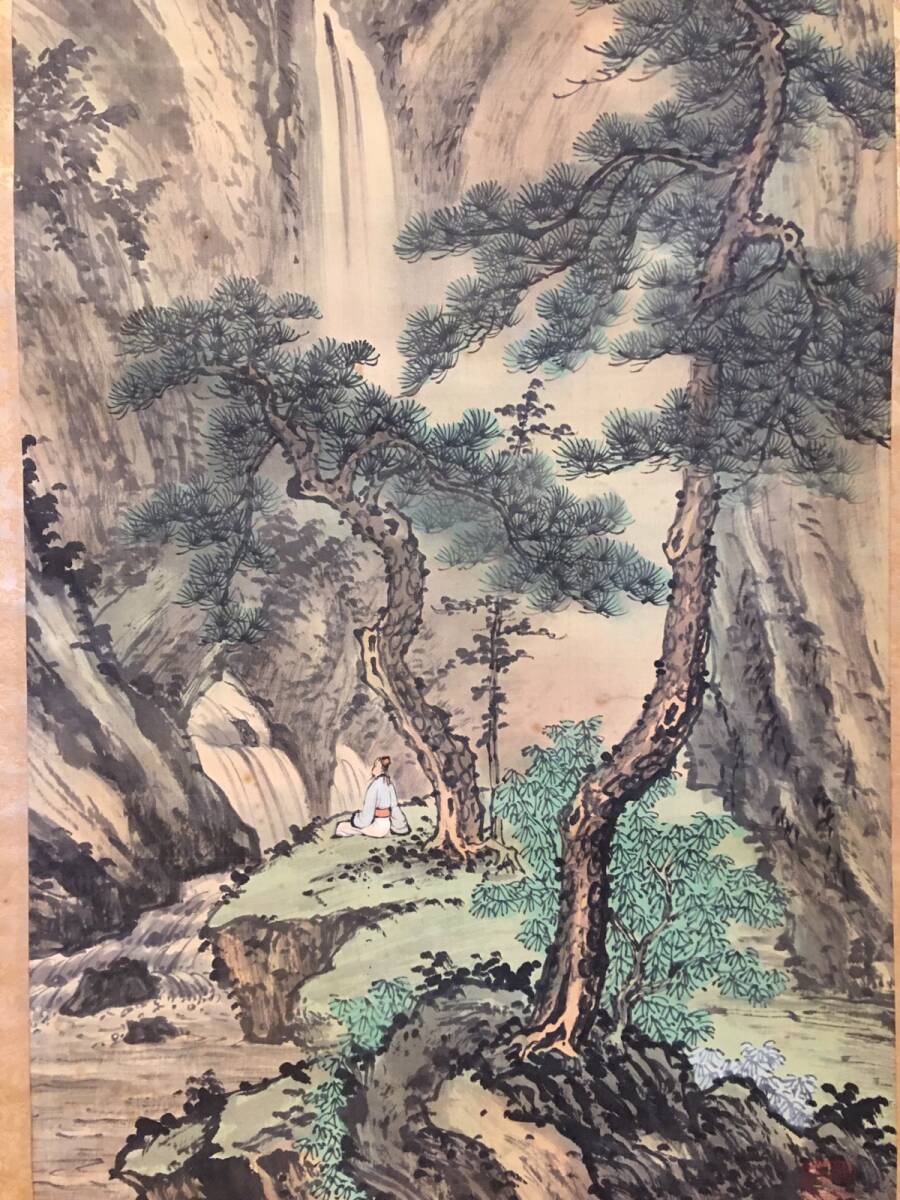 消夏図　紙本 掛軸 中国絵画 書画 骨董 掛け軸 古美術 人が書いたもの_画像4