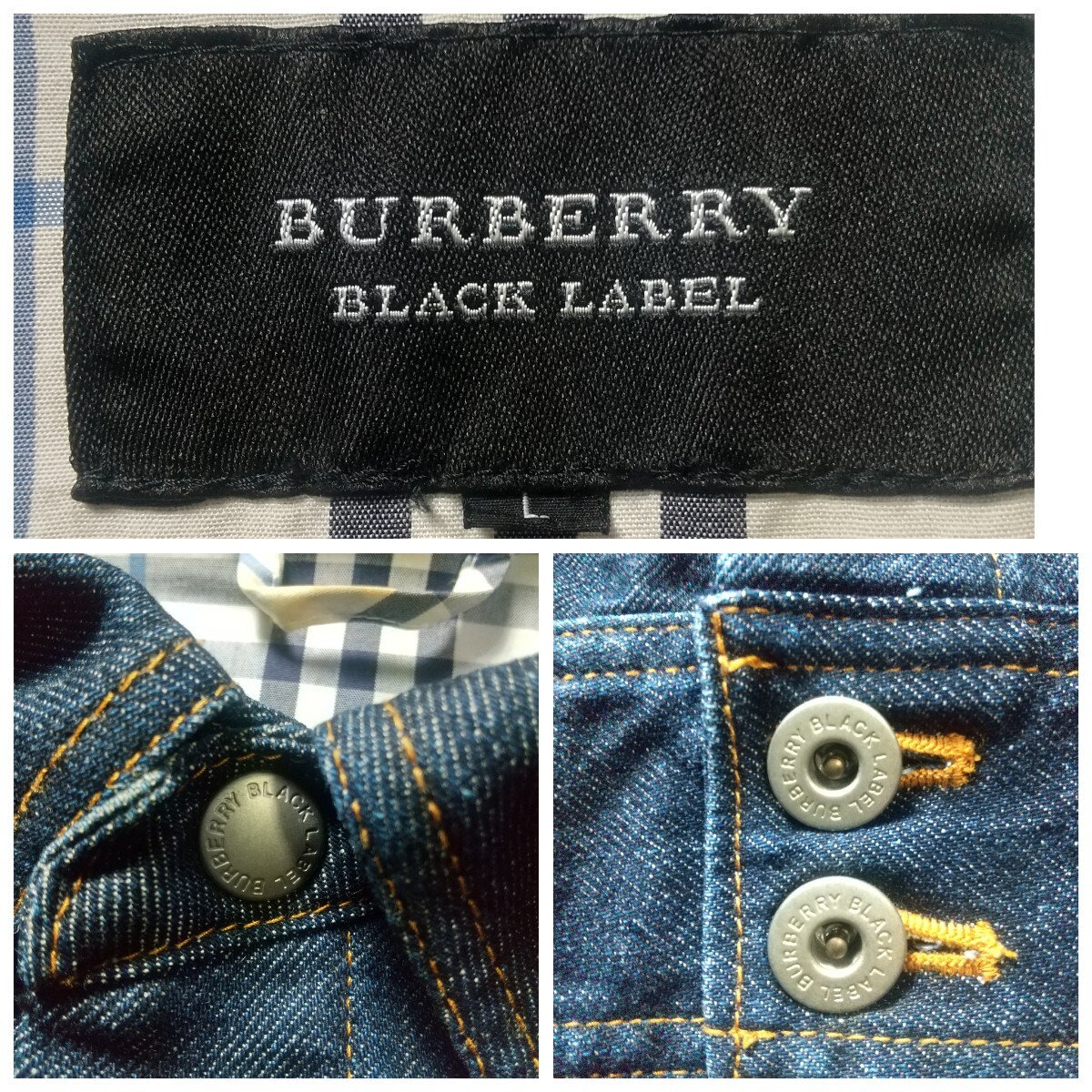  не использовался класс L редкий Burberry Black Label Denim жакет джинсовый жакет G блузон внешний noba проверка весна BURBERRYBLACKLABEL