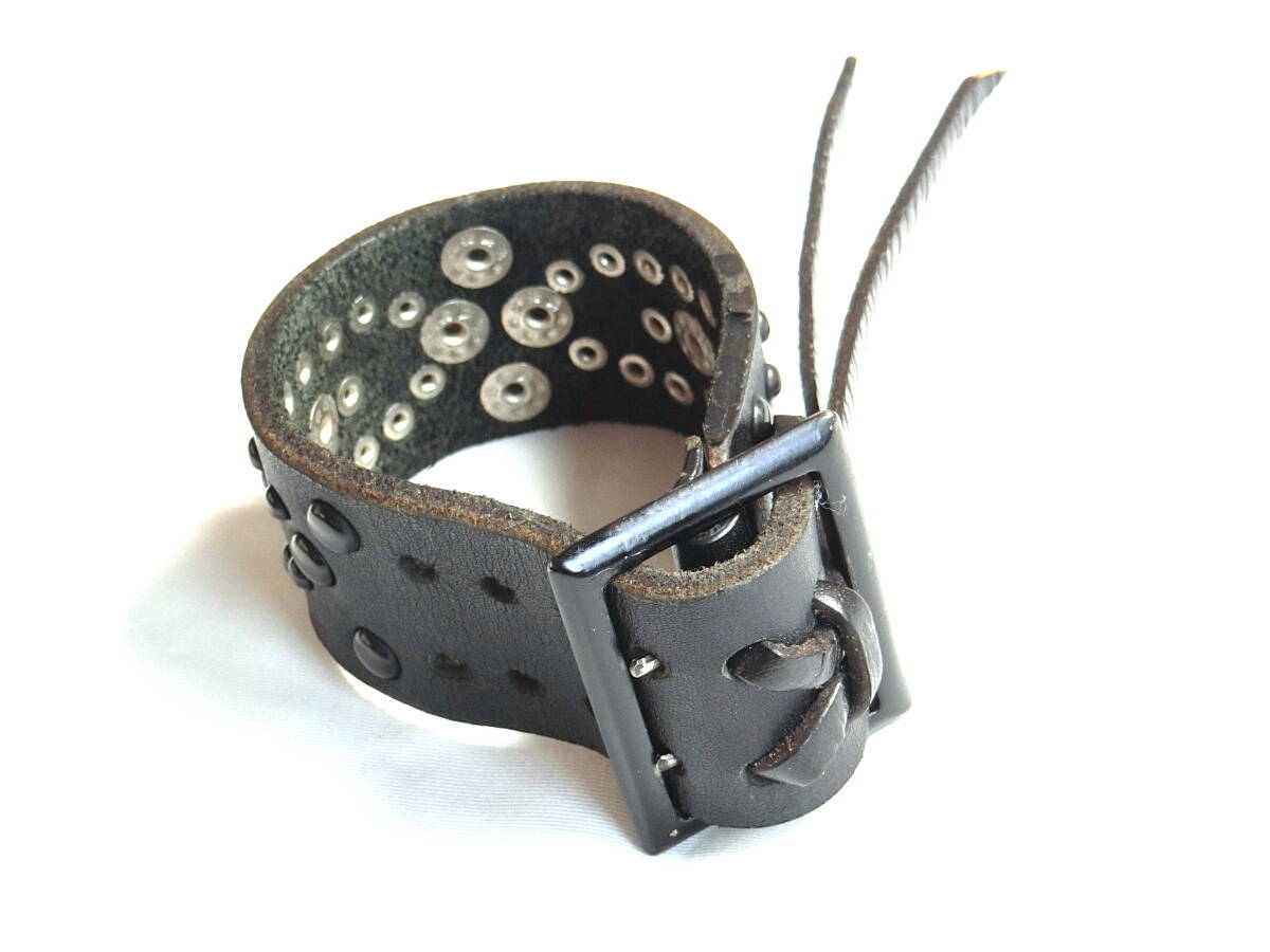 I*RISH Irish bracele bangle belt studs dome type black black leather original leather lock punk 
