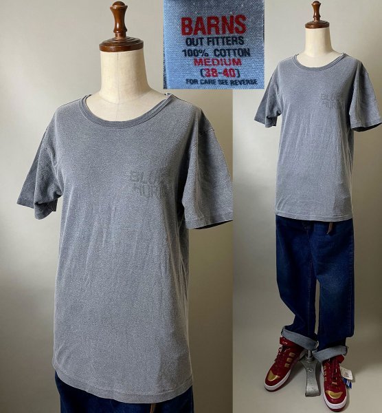 【日本製 国内正規品】名作 Barns Outfitters バーンズアウトフィッターズ コットン100 ブルーハリケーン 半袖 Tシャツ M チャコールグレー_画像1