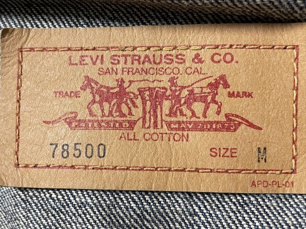 【希少 日本製 90s ビンテージ 色落濃い目】90年代 Levi's リーバイス 78500-03 3rd ポケット無し インディゴ デニム ジャケット Gジャン M_画像7