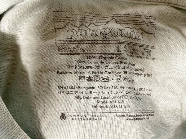 【希少 USA製】2000年代 名作 patagonia パタゴニア オーガニックコットン 100% FREE THE RIVERS Slim Fit プリント カットソー Tシャツ L_画像6