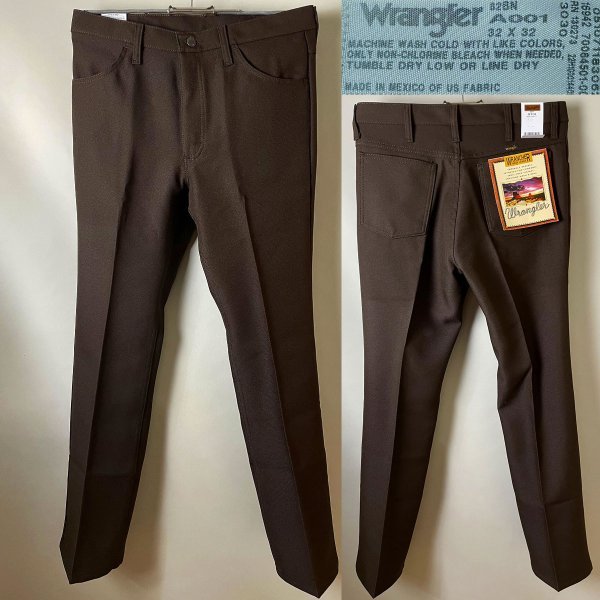 【新品 希少 90s～00s位 メキシコ製】WRANGLER ラングラー 82BN 名作 定番 スタプレパンツ（ランチャーパンツ）ブーツカット W32 ブラウンの画像1