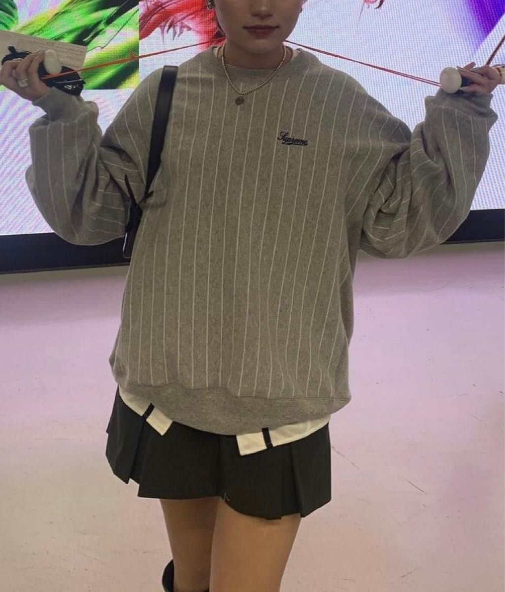 Supreme Pinstripe Crewneck サイズL ピンストライプクルー Supreme Pinstripe Crewneck サイズL ピンストライプクルー