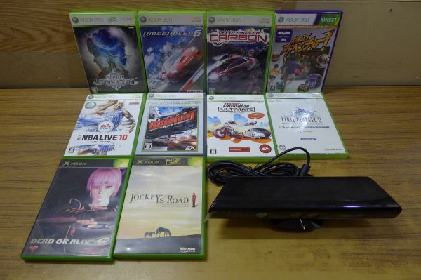 DD580 XBOX, 360 ソフト 10点 [リッジレーサー 6, KINECTアドベンチャー(センサー付), FF11 β版(未開封),他] まとめて セット/80の画像1