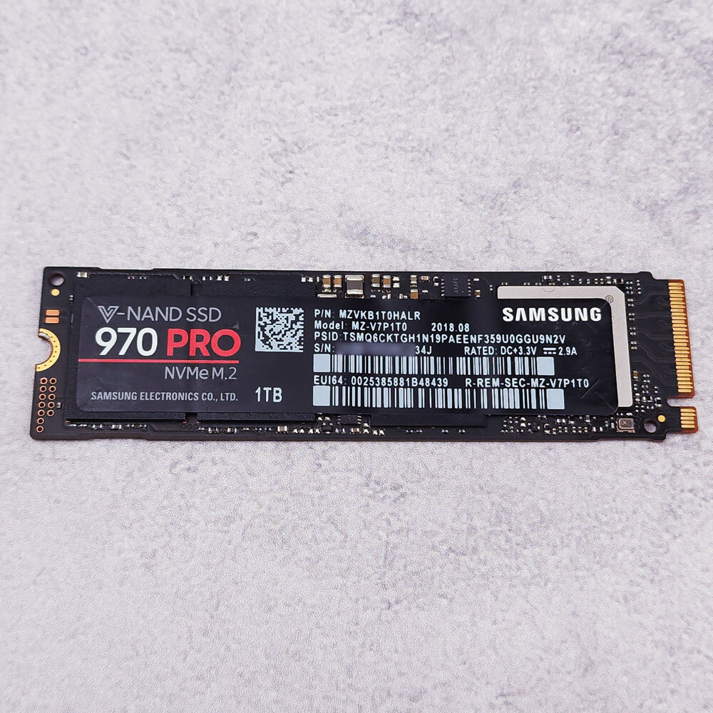 【動作良好】Samsung 970 Pro 1TB サムスン M.2 Type 2280 NVMe SSD PCIe 3.0 MZ-V7P1T0B/EC 最大速度3500MB/s 完全消去済み 国内正規品 の画像4