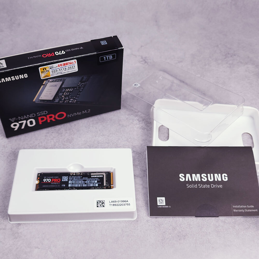 【動作良好】Samsung 970 Pro 1TB サムスン M.2 Type 2280 NVMe SSD PCIe 3.0 MZ-V7P1T0B/EC 最大速度3500MB/s 完全消去済み 国内正規品 の画像2