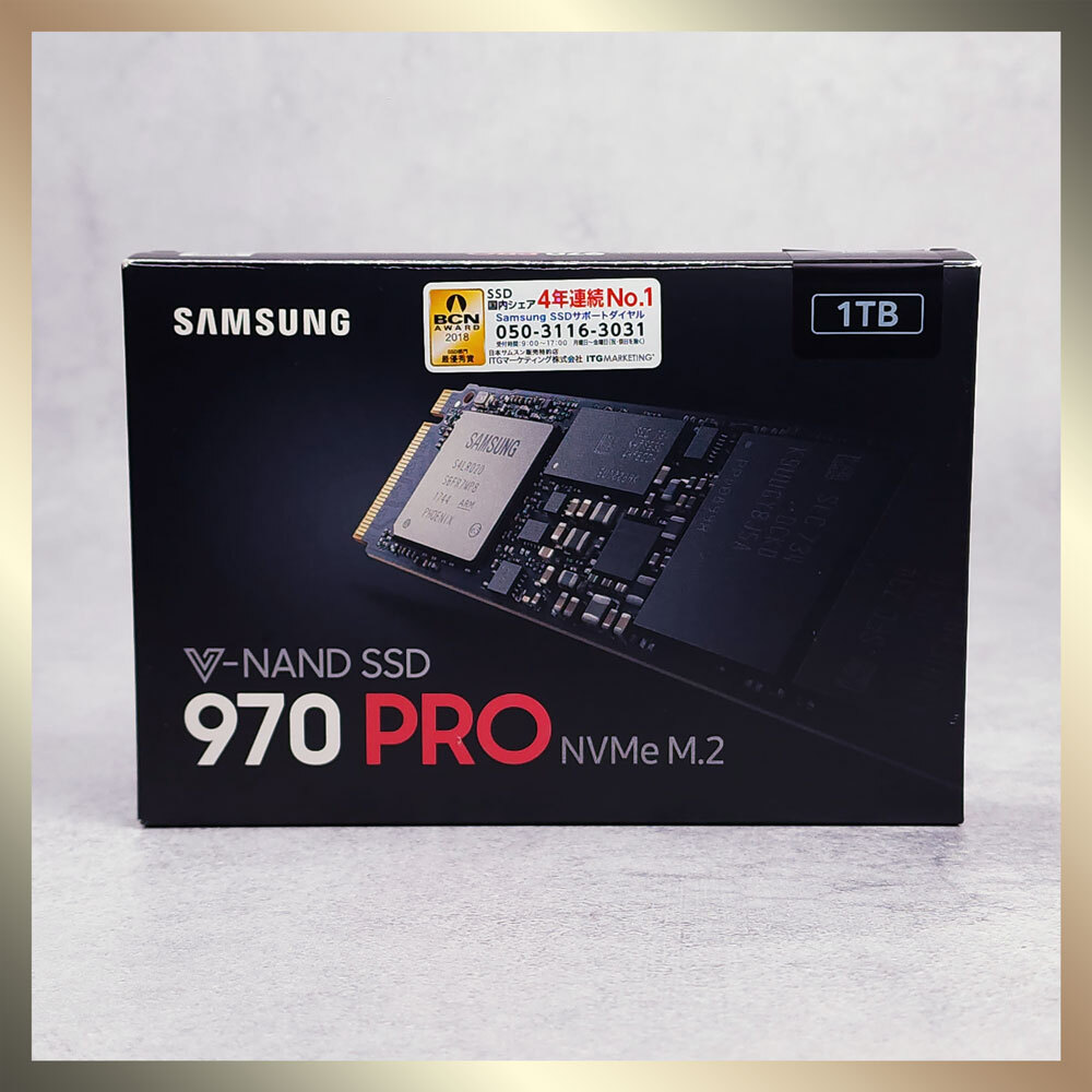 【動作良好】Samsung 970 Pro 1TB サムスン M.2 Type 2280 NVMe SSD PCIe 3.0 MZ-V7P1T0B/EC 最大速度3500MB/s 完全消去済み 国内正規品 の画像1