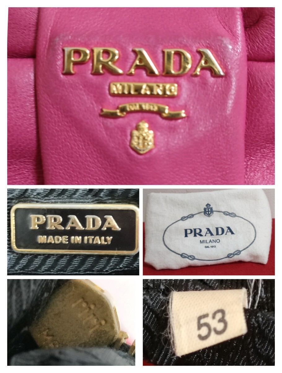 極美品 PRADA ミニバッグ リボン アクセサリーポーチ ピンク レザー ハンドバッグ トートバッグ ポーチ ブラック プラダ 美品 ゴールド_画像10