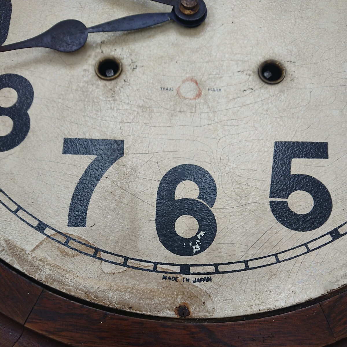 【1950年代】調整済 動作品 柱時計 掛時計 ミカヅキ印 大日本保険堂號 丸時計 TRADE MARK ボンボン時計_画像6