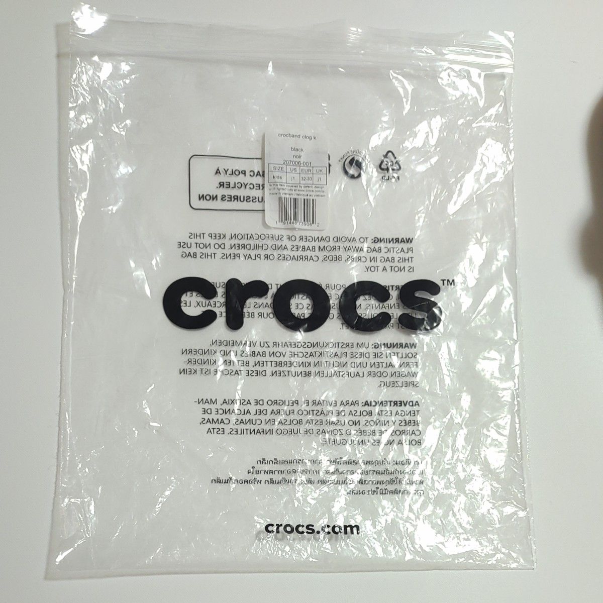 新品未使用　 クロックス crocs サンダル　BLACK　ブラック　J1   19.5　