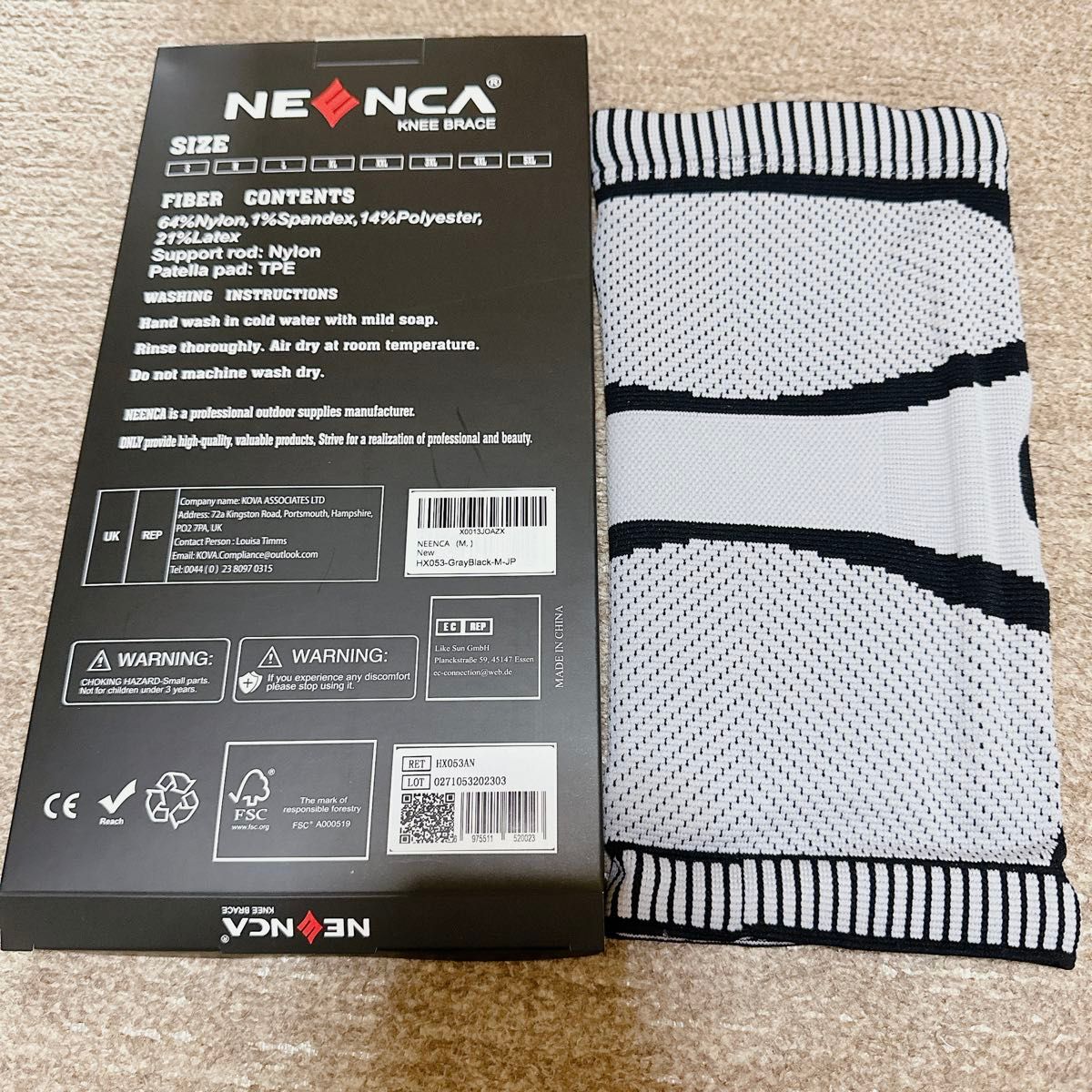 NEENCA 膝サポーター 左右兼用 衝撃 サイドバネ １枚入 グレー M