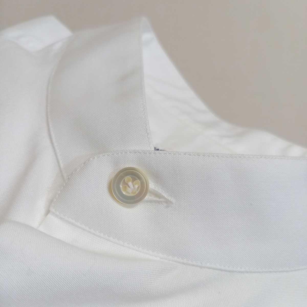 《美品 / ロイヤルオックスフォード》伊製 ALESSANDRO GHERARDI バンドカラー ホワイトシャツ メンズ 40-15 3/4 白シャツ ドレスシャツ