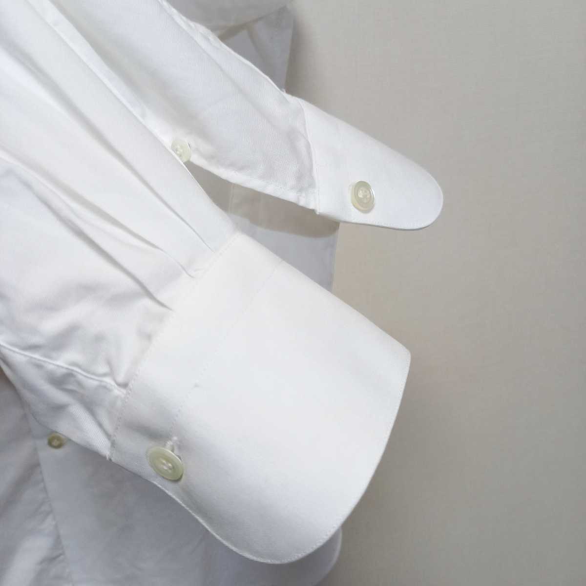 《美品 / ロイヤルオックスフォード》伊製 ALESSANDRO GHERARDI バンドカラー ホワイトシャツ メンズ 40-15 3/4 白シャツ ドレスシャツ_画像4