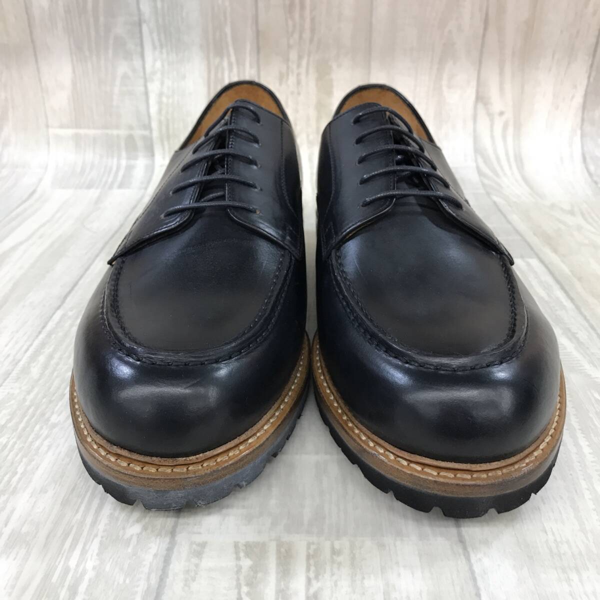 KZ1399★Jalan Sriwijaya : 99030 HORWEEN CHROMEXCEL Uチップレザーシューズ★US9.5★黒 定価￥44000- ジャランスリワヤ_画像2