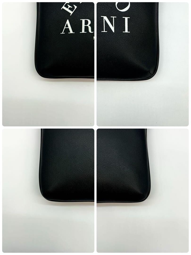 未使用級 近年 EMPORIO ARMANI エンポリオアルマーニ ショルダーバッグ サコッシュ 斜め掛け サフィアーノ レザー メンズ ビジネス 本革 黒の画像6