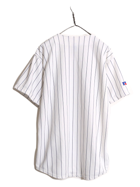 90s MLB オフィシャル ラッセル ヤンキース ベースボール シャツ メンズ XL / ユニフォーム 半袖シャツ ゲームシャツ メジャーリーグ 野球_画像5