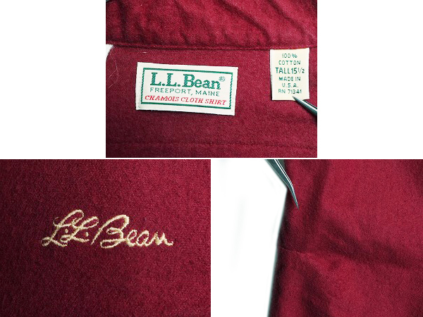 80s USA製 エルエルビーン コットン シャモア クロス シャツ メンズ M 程/ 80年代 ヴィンテージ LLBEAN ネルシャツ フランネル 長袖シャツの画像5