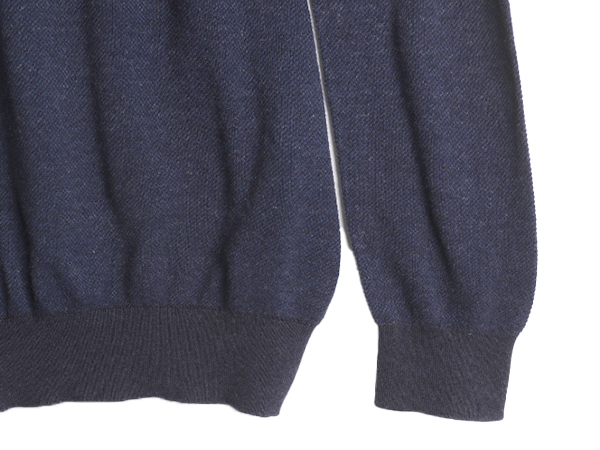 高級 100% ピマ コットン ポロ ラルフローレン ニット セーター メンズ XL / ワンポイント 大きいサイズ クルーネック リブ編み 薄手 濃紺_画像3