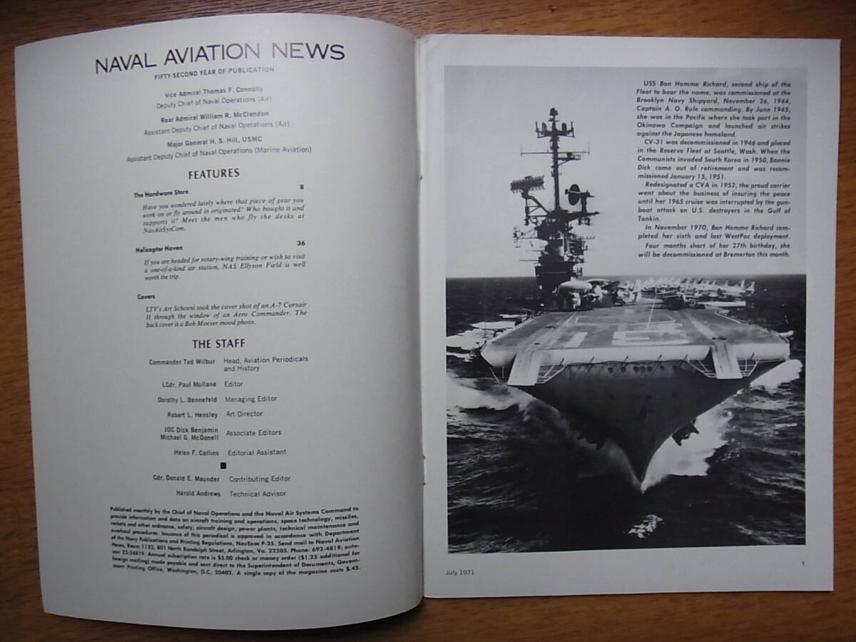 ヴェトナム戦争時代の米海軍航空隊の機関誌Naval Aviation News 1971年7月号の画像2