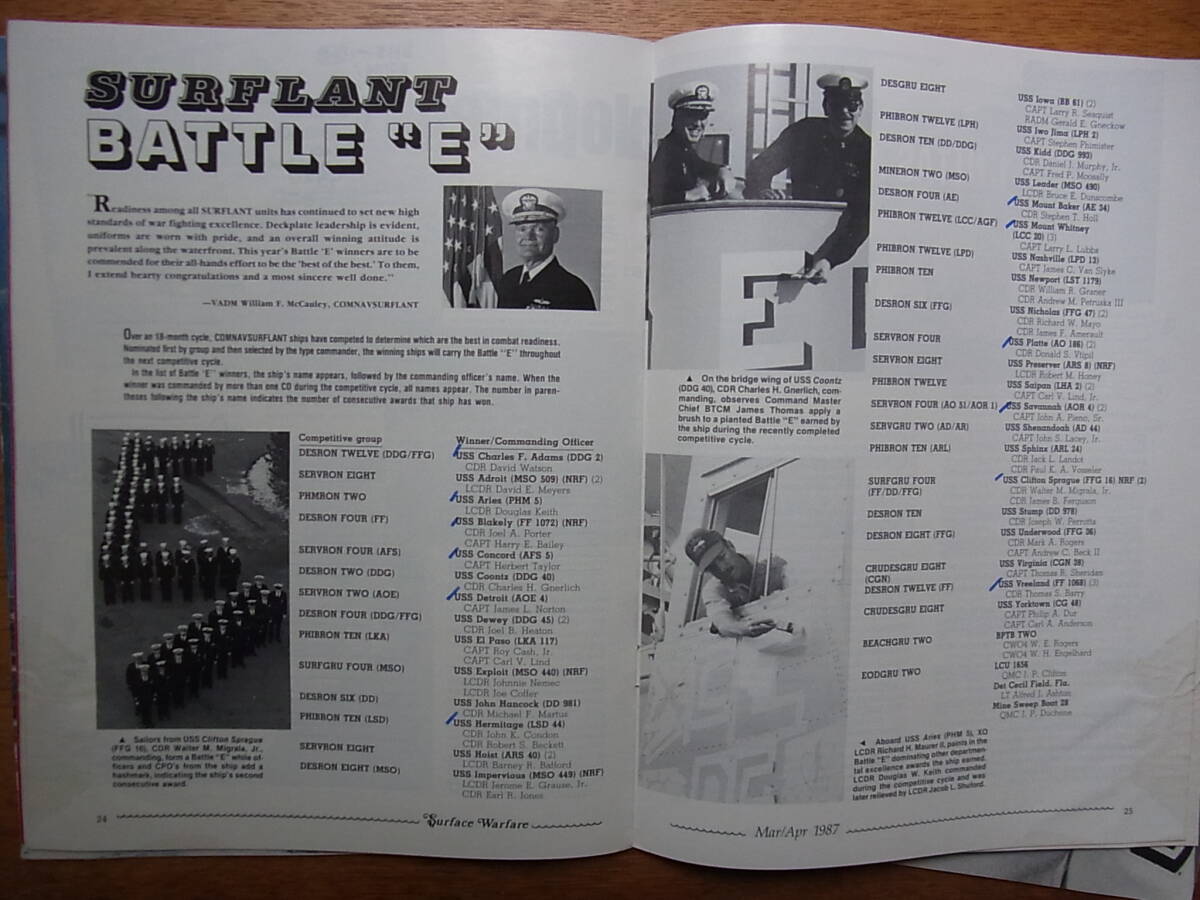 1987年米海軍艦船部隊の機関誌「Surface Warfare」3冊の画像6
