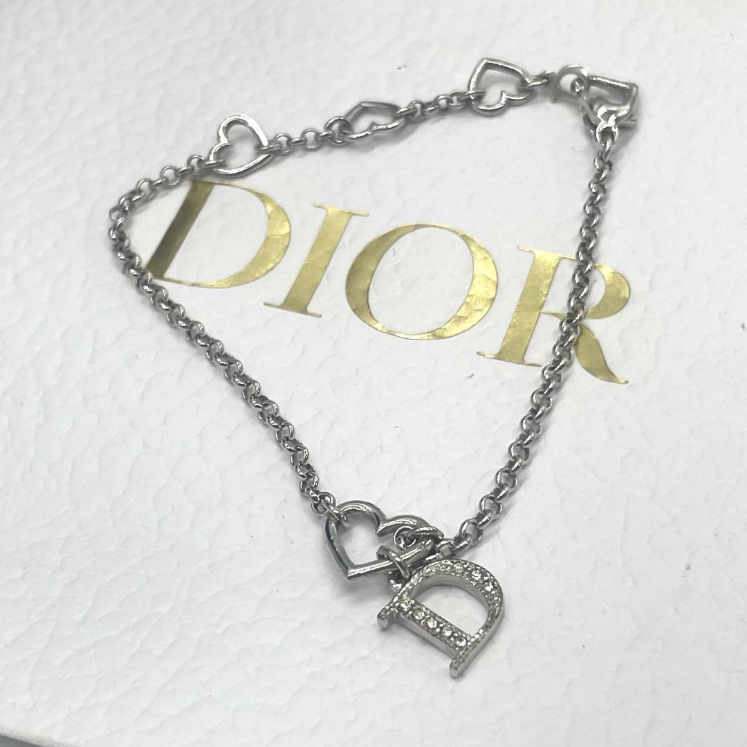 Dior ロゴ ラインストーン ブレスレット i1 ハートモチーフ シルバー