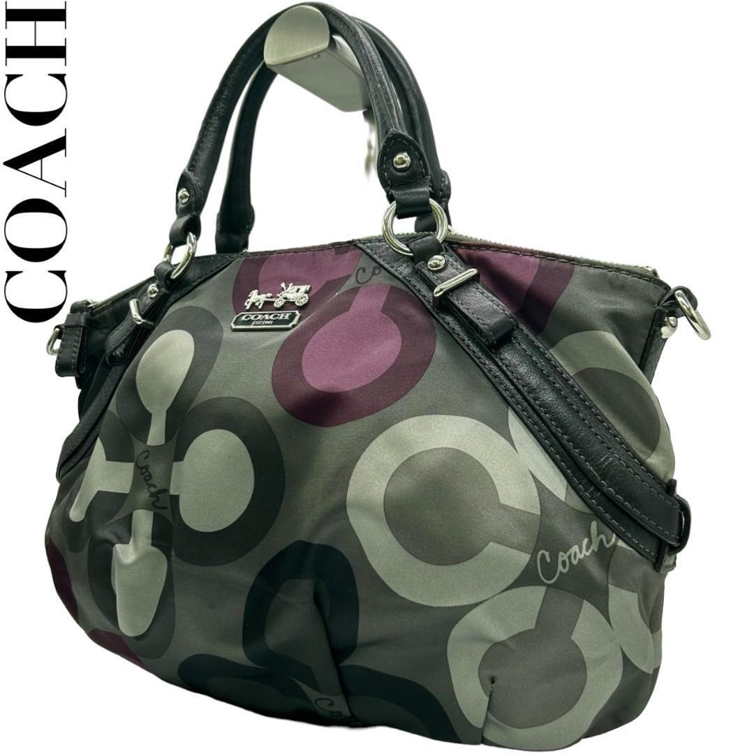 COACH コーチ　s65　オプアート　15946　総柄　トートバッグ　馬車金具_画像1