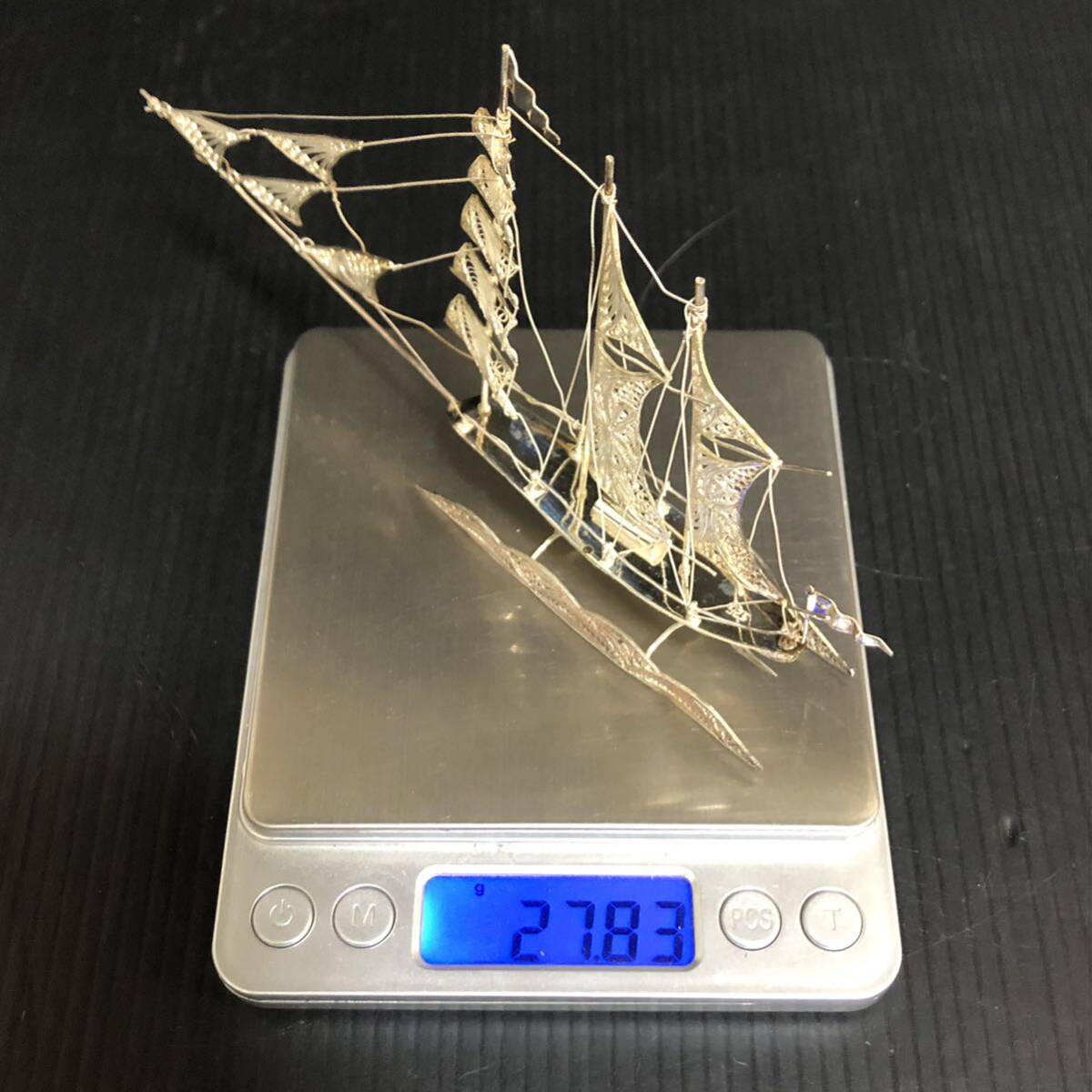 オススメ 925刻印 シルバー 帆船 船 置物 模型 アンティーク 工芸品 銀細工 オブジェ インテリア コレクションの画像9