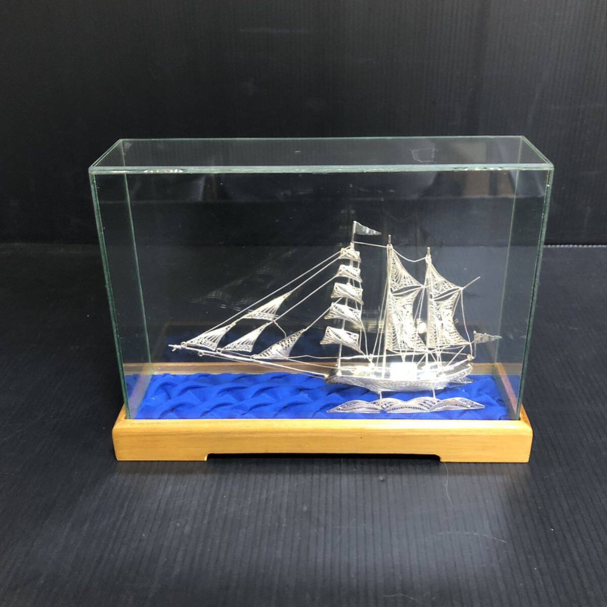 オススメ 925刻印 シルバー 帆船 船 置物 模型 アンティーク 工芸品 銀細工 オブジェ インテリア コレクションの画像1
