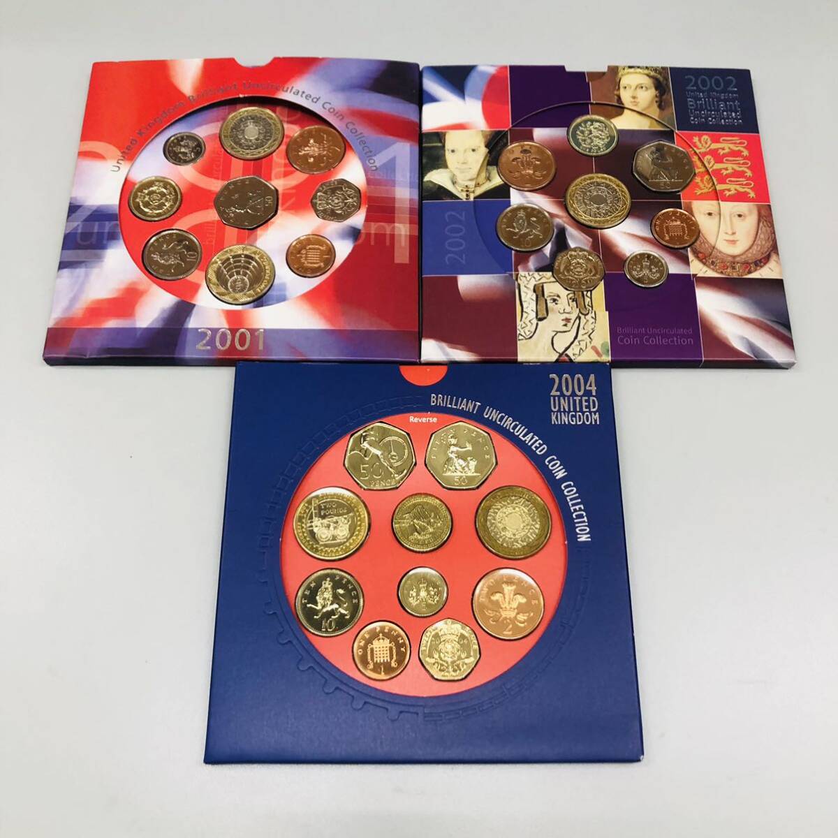お買い得 イギリス ロイヤルミント ミントセット 2001年 2002年 2004年 3点セット 記念硬貨 コインセット 世界のコイン コレクションの画像1