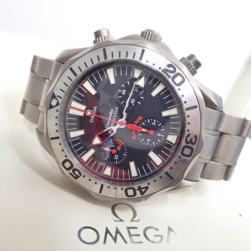 オメガ シーマスター 300ｍ アメリカズカップ Ref.2269.50 クロノグラフ 自動巻 44mm メンズ 腕時計 稼動品 付属品有 OMEGA 1円スタートの画像4