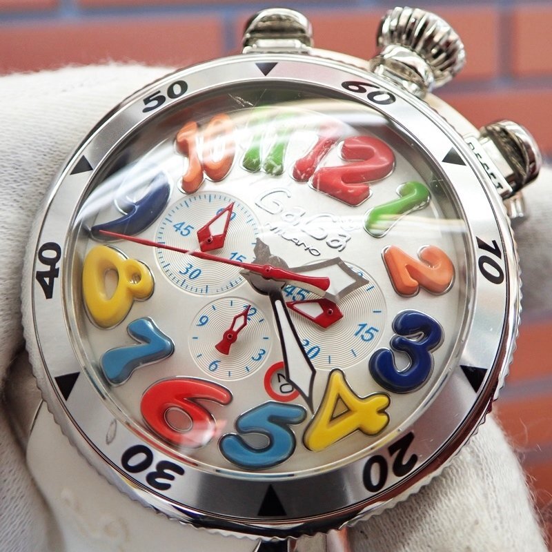 ガガミラノ マニュアーレ MM48 N.C 1611 クォーツ 48mm メンズ 腕時計 不動品 ジャンク扱い GAGA MILANO 1円スタートの画像3