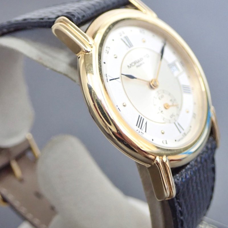 【 美品 】 モラビト シルバー文字盤 デイト スモセコ クォーツ 33.5mm メンズ 腕時計 稼働品 MORABITOの画像4