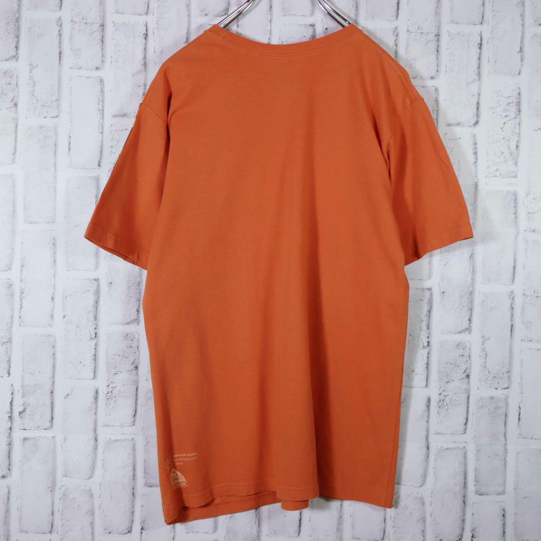 【超希少◎入手困難】ユニークデザイン 和柄 半袖Tシャツ 歌舞伎 日本 オレンジ_画像5